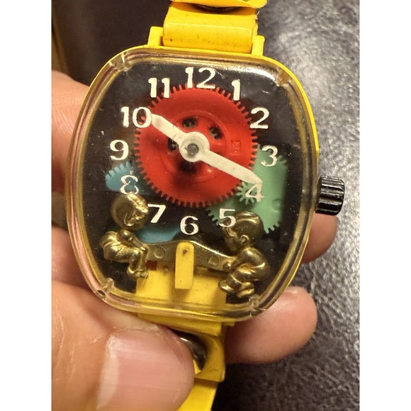Vintage Working Childrens Animated Mechanical Wind-Up SEE-SAW Watch Merry (read)